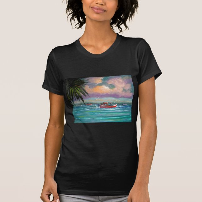 Camiseta Ostra que cosecha en la bahía de Apalachicola (Anverso)