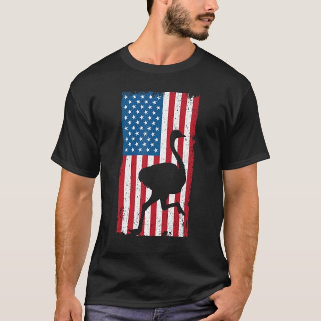 Camiseta Ostrich Bandera Estadounidense Ave Sin Vuelo (Anverso)