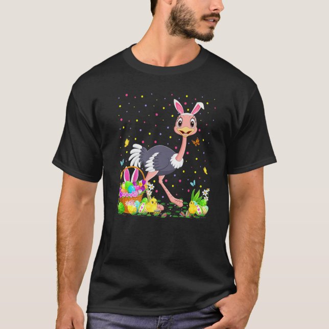 Camiseta Ostrich Bird Easter Egg Hunt Bunny Ostrich Easter  (Anverso)