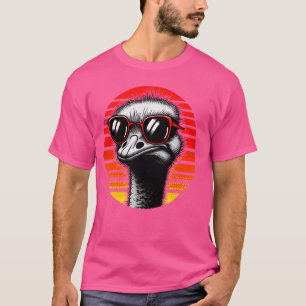 Camiseta Ostrich Bird Gafas de sol Estilo Retro Sunset Vint
