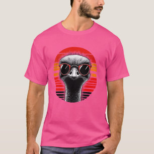 Camiseta Ostrich Bird Gafas de sol Estilo Retro Sunset Vint