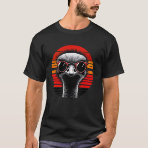Camiseta Ostrich Bird Gafas de sol Estilo Retro Sunset Vint