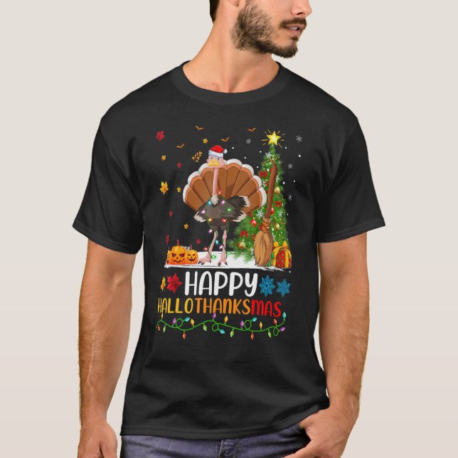 Camiseta Ostrich Bird Happy Ostrich Hellothanksmas (Anverso)