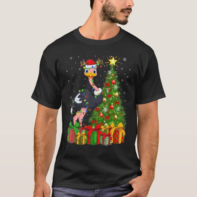 Camiseta Ostrich Bird   Xmas Holiday Santa Ostrich Christma (Anverso)