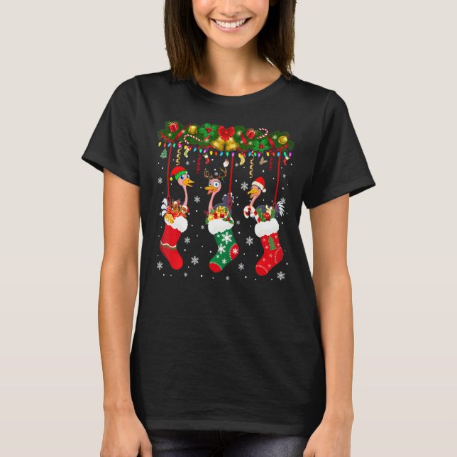 Camiseta Ostrich De Renos De Santa Elf En Navidades Saquea  (Anverso)