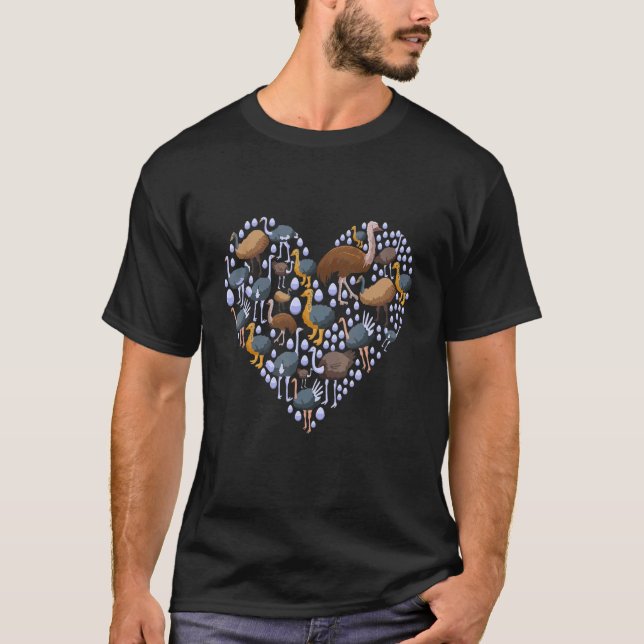 Camiseta Ostrich Del Corazón De Ostricht De Emu (Anverso)