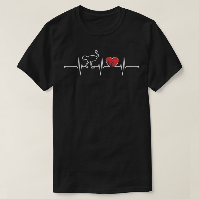 Camiseta Ostrich Heartbeat Regalo Animal Lover Funny EKG Os (Diseño del anverso)