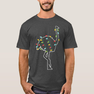 Camiseta Ostrich Lover Christmas Tree Light Pajama Xmas Gif