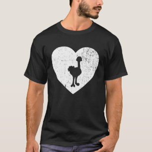Camiseta Ostrich Vintage White Heart Animal Valentines Da