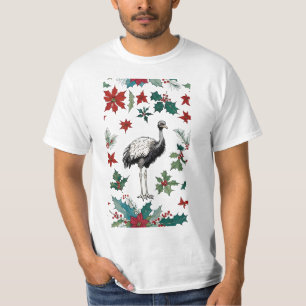 Camiseta Ostrich Y Poinsettias navidades