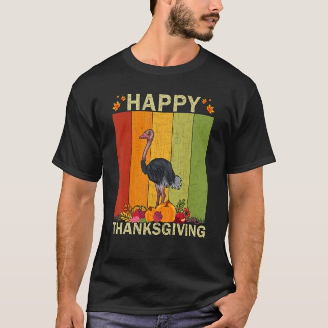 Camiseta Ostriches   Retro Graphic Family Matching Thanksgi (Anverso)