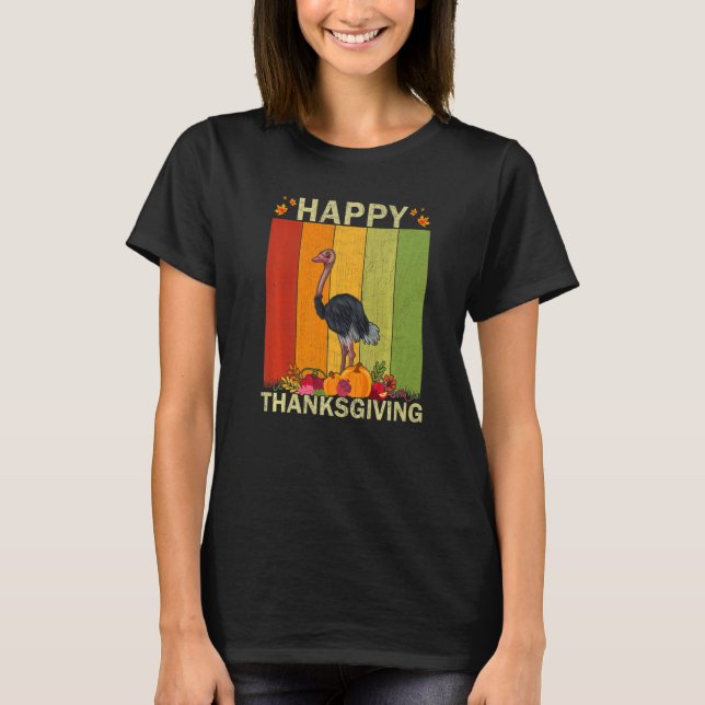 Camiseta Ostriches  Retro Graphic Family Matching Thanksgiv (Anverso)