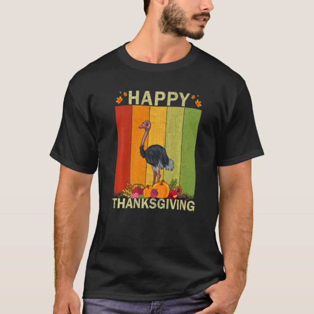Camiseta Ostriches  Retro Graphic Family Matching Thanksgiv (Anverso)