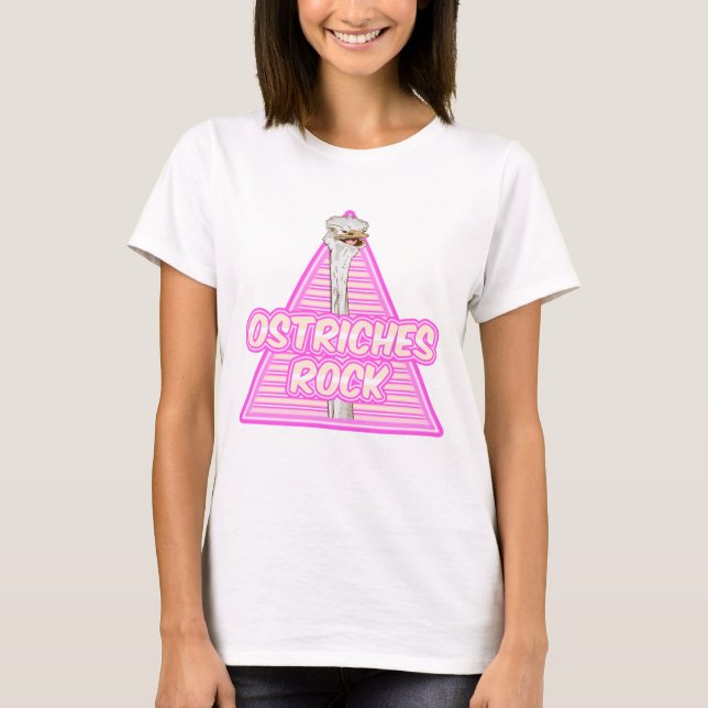 Camiseta Ostriches Rock Funny 80's ostrich (Anverso)