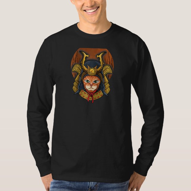 Camiseta Otak de artartwork japonés retro del gato samurai (Anverso)