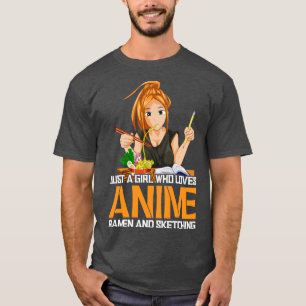 Camiseta Otaku Chica Ramen Sketching Anime