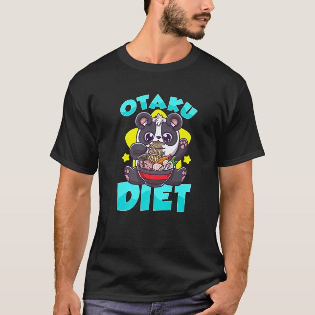 Camiseta Otaku Diet Cute Kawaii Anime Panda Comiendo Ramen (Anverso)