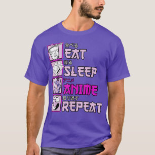 Camiseta Otaku Eat Sleep Anime Repite Animes De Manga Cute 