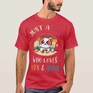 Camiseta Otaku Es Sólo Un Chica Que Ama Los Gatos Y El Anim