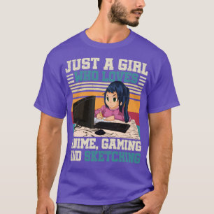 Camiseta Otaku Gamer Chica Esbozando Manga Anime