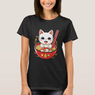 Camiseta Otaku Gato Come Fideos Ramen Japoneses 5