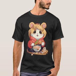 Camiseta Otaku Hamster come comida japonesa fideos de Ramen