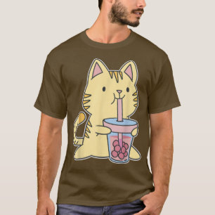 Camiseta Otaku Harajuku Neko Anime: Gato de té Boba Japón d
