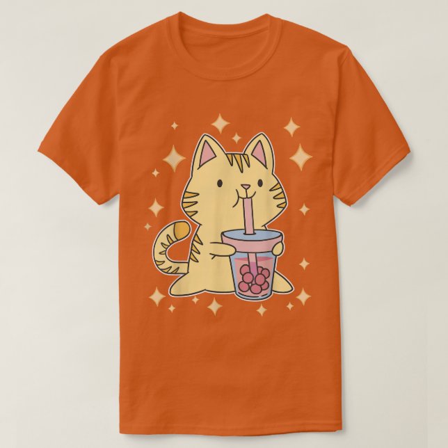 Camiseta Otaku Harajuku Neko Anime: Gato de té Boba Japón d (Diseño del anverso)