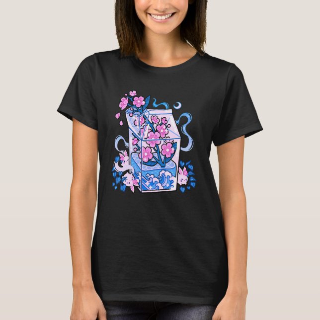 Camiseta Otaku japonés elegante bebida estética de leche Ja (Anverso)