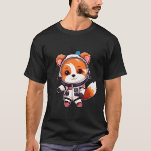 Camiseta Otaku Kawaii Anime Astronauta Del Panda Rojo En Un