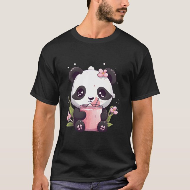 Camiseta Otaku Kawaii Anime Panda bebe una burbuja de té Bo (Anverso)