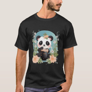 Camiseta Otaku Kawaii Anime Panda bebe una burbuja de té Bo