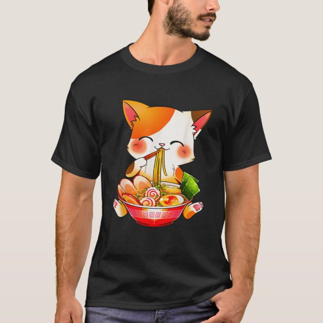 Camiseta Otaku Lifestyle Threads Co Ramen Cat Anime Kawaii  (Anverso)