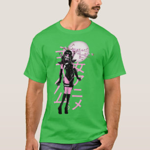 Camiseta Otaku Manga Anime Chica japonés de flores de cerez