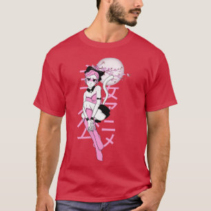Camiseta Otaku Manga Anime Chica japonés de flores de cerez