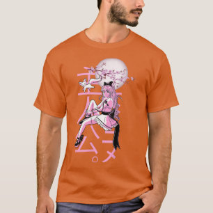 Camiseta Otaku Manga Anime Chica japonés de flores de cerez