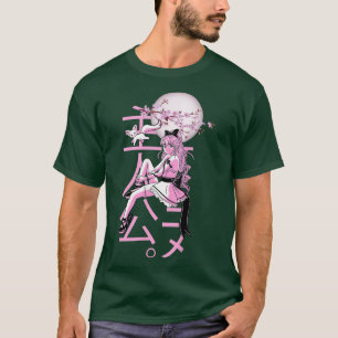Camiseta Otaku Manga Anime Chica japonés de flores de cerez