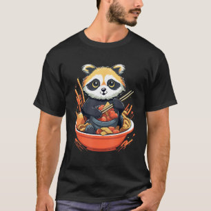 Camiseta Otaku Raccoon come comida japonesa fideos de Ramen
