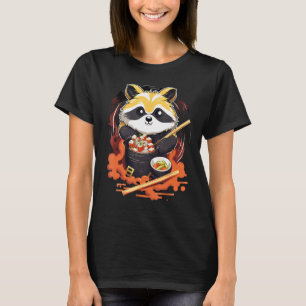 Camiseta Otaku Raccoon come comida japonesa fideos de Ramen