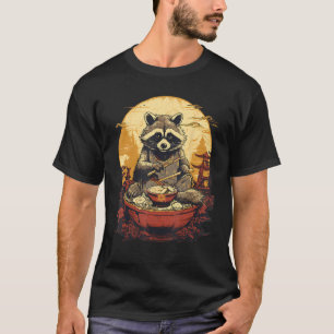 Camiseta Otaku Raccoon come comida japonesa fideos de Ramen