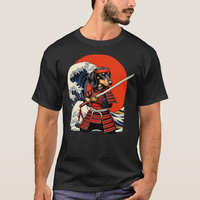 Camiseta Otaku Weiner Dachshund Dog Samurai (Anverso)