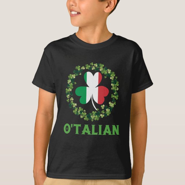 Camiseta O'talian Italian Irish Saint Patricks Day Shamrock (Anverso)