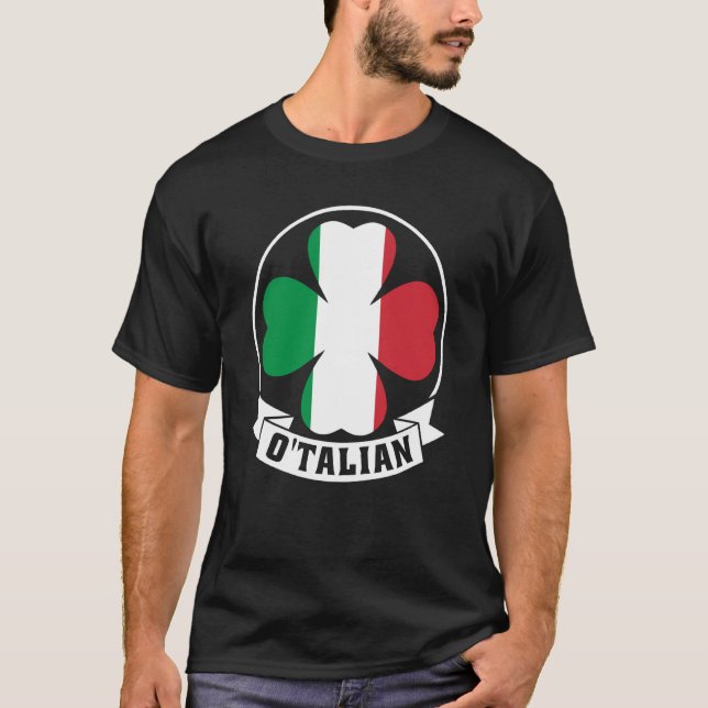 Camiseta O'Talian Saint Patrick With Irish & Italia Flag on (Anverso)