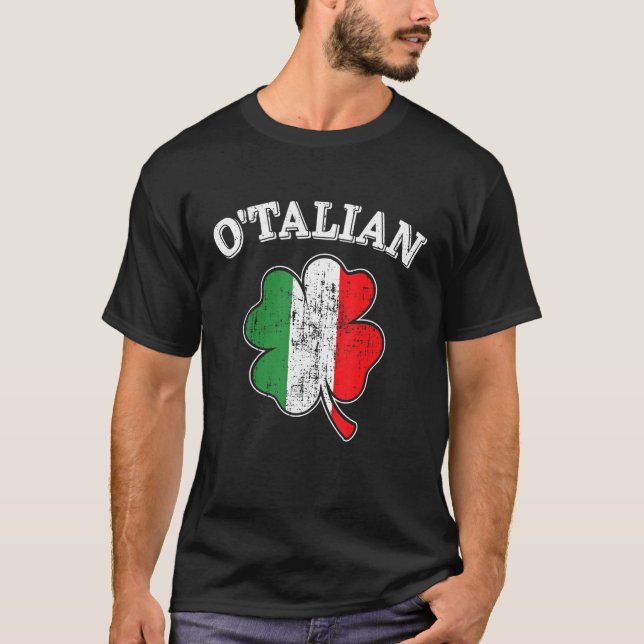 Camiseta O'talian shamrock and italy flag for italian St Pa (Anverso)