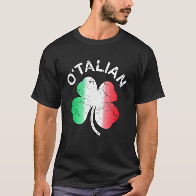 Camiseta O'talian St Patrick Shamrock Bandera de Italia (Anverso)