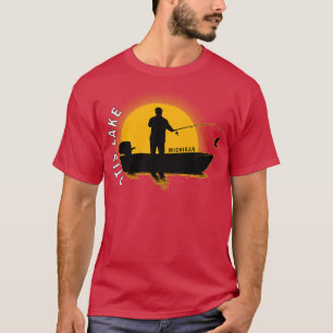 Camiseta Otis Lake Fishing Michigan Sunrise