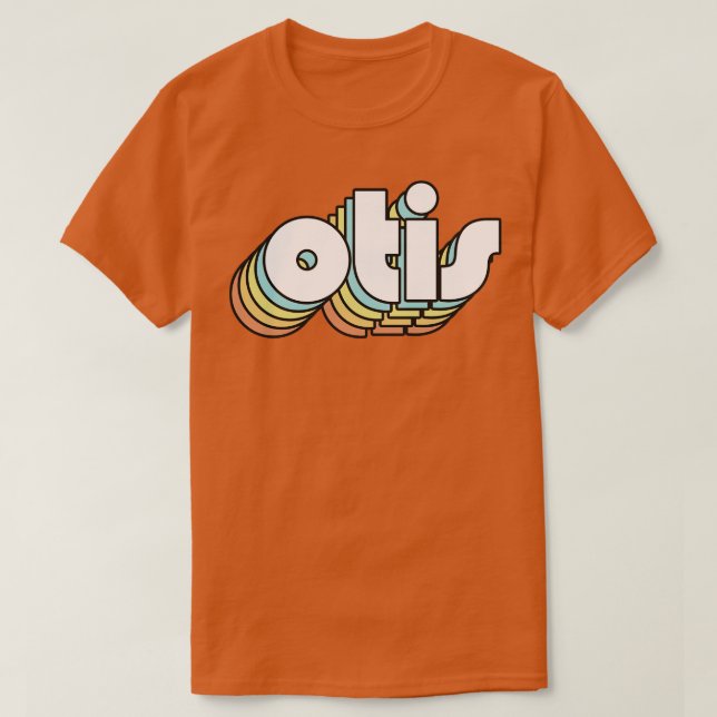 Camiseta Otis Retro Estilo de tipografía arcoiris oscuro (Diseño del anverso)