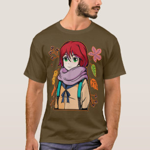 Camiseta Otoño Anime Kawaii Chica del pelo rojo cae gracias