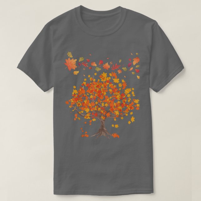 Camiseta Otoño Árbol deja bosque natural otoño65 (Diseño del anverso)