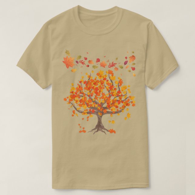 Camiseta Otoño Árbol deja bosque natural otoño premium64 (Diseño del anverso)
